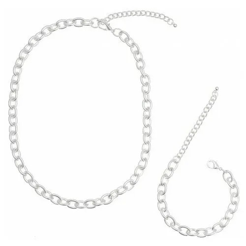 Комплект бижутерии WowMan Jewelry: цепь, браслет, серебряный