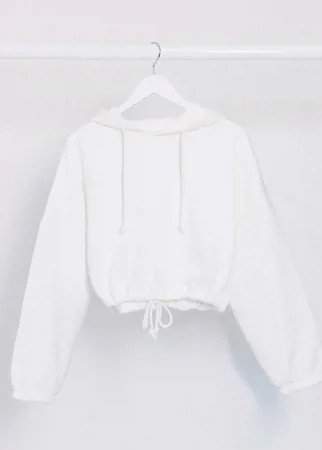 Худи белого цвета со шнурком на талии Topshop-Белый