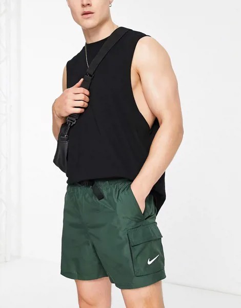 Шорты для плавания цвета хаки с ремнем в утилитарном стиле Nike Swimming-Зеленый цвет