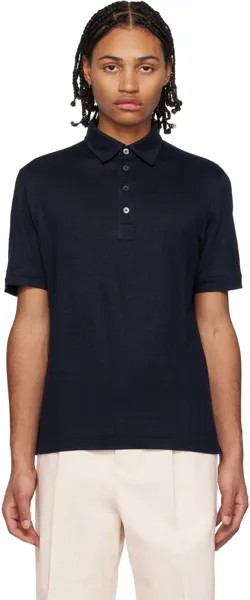Темно-синяя однотонная футболка-поло ZEGNA