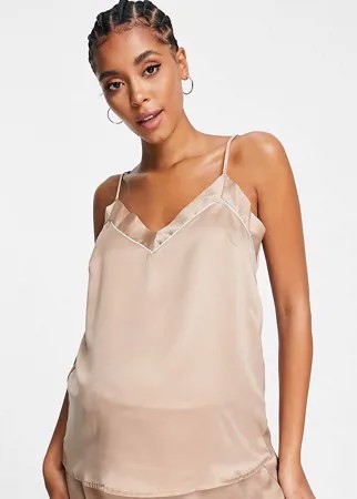 Атласная пижамная майка цвета мокко Loungeable Maternity – Выбирай и комбинируй-Коричневый цвет