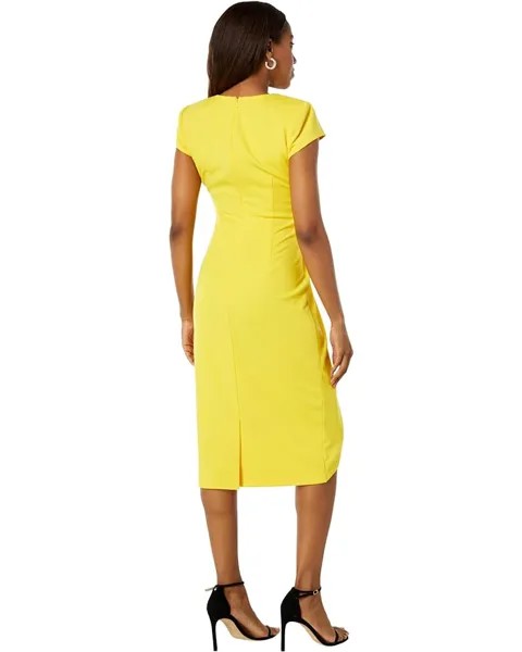 Платье Badgley Mischka Front Pleated Drape Dress, желтый
