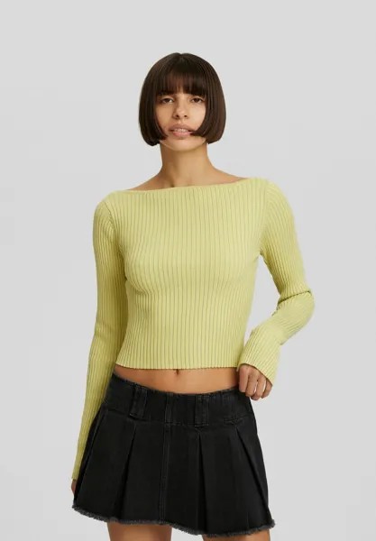 Вязаный свитер BOAT NECK Bershka, цвет evergreen