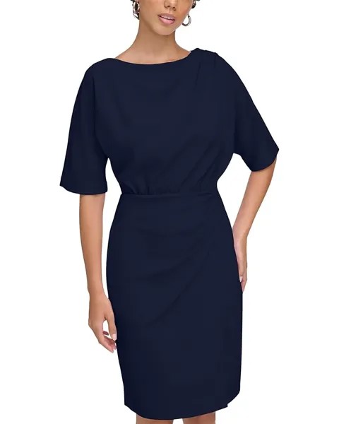 Платье Calvin Klein Split Sleeve Short with Ruched Detail, цвет Indigo