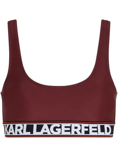 Karl Lagerfeld топ бикини с U-образным вырезом и логотипом, красный