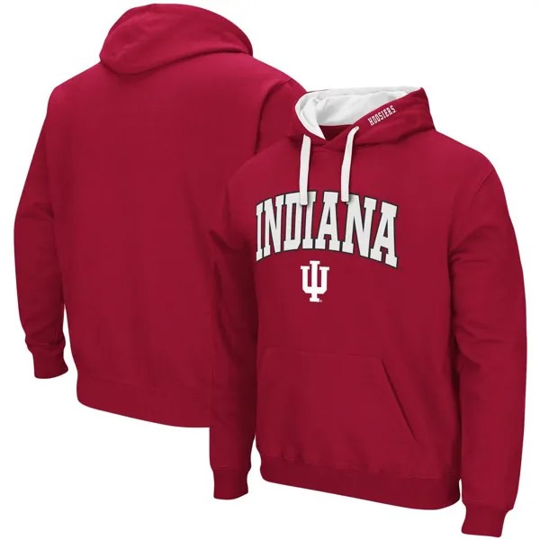 Мужские малиновые худи Indiana Hoosiers Big & Tall Arch & Logo 2.0, пуловер с капюшоном Colosseum