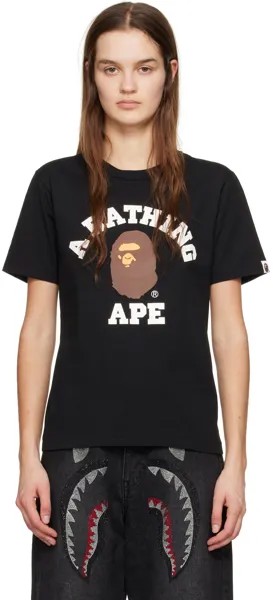 Черная футболка колледжа Bape, цвет Black