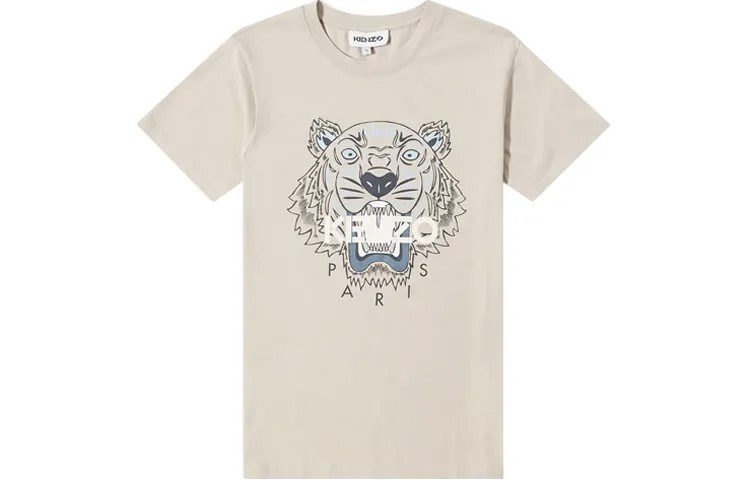 Классическая мужская футболка с головой тигра бежевого цвета Kenzo, цвет Apricot