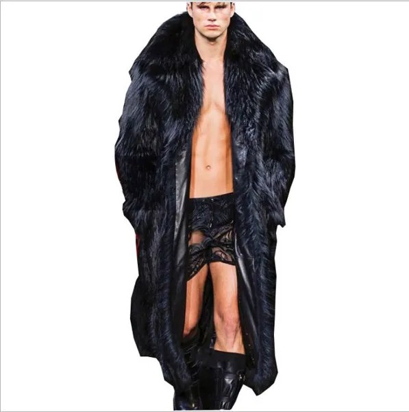 S/6Xl мужские куртки из искусственного меха лисы длинные черные Большие размеры зимние и осенние норковые меховые пальто Повседневный женский жакет Masculina J1537