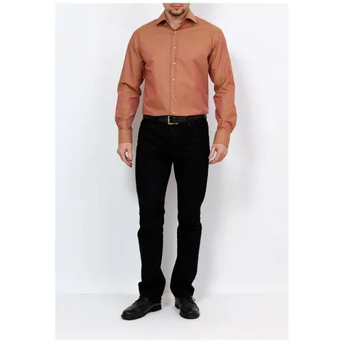 Рубашка мужская длинный рукав BERTHIER HEIKO-256/ Fit-M(0), Полуприталенный силуэт / Regular fit, цвет Оранжевый, рост 174-184, размер ворота 44