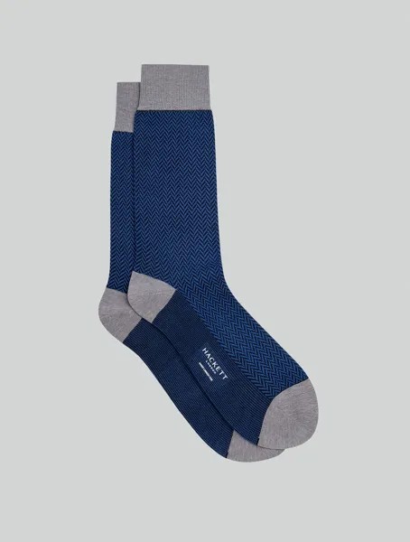 Высокие носки с узором «елочка» Hackett, темно-синий