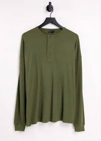 Oversized-лонгслив в рубчик цвета хаки ASOS DESIGN-Зеленый цвет
