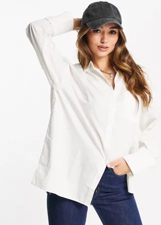 Белая хлопковая oversized-рубашка с длинными рукавами ASOS DESIGN-Белый