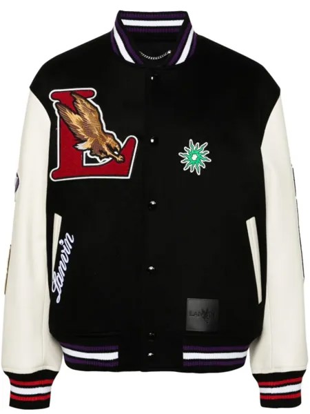 Lanvin бомбер с нашивкой-логотипом, черный