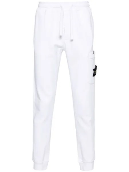 Stone Island спортивные брюки с нашивкой Compass, белый