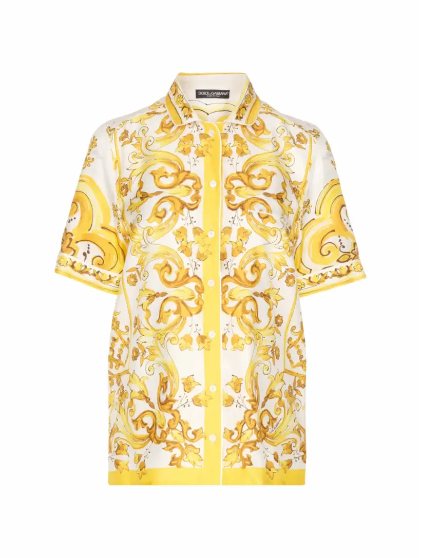 Шелковая рубашка с принтом Majolica Dolce&Gabbana, мультиколор