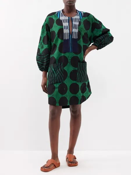 Платье из хлопкового поплина, окрашенного в краску x dye lab Anya Hindmarch, зеленый