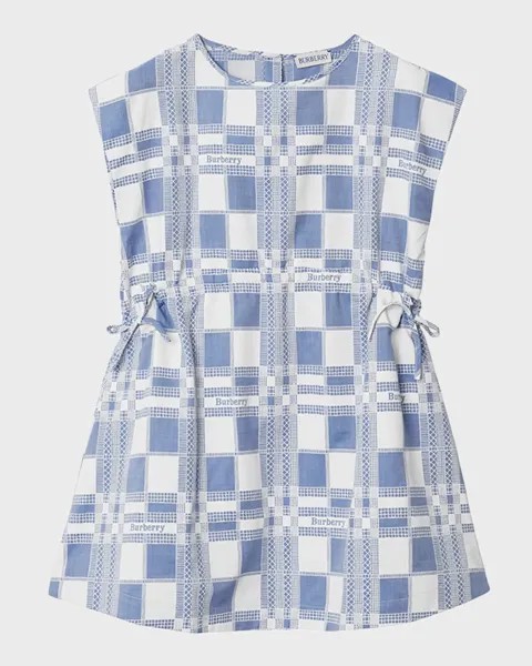 Платье в клетку Trevelle без рукавов для девочек Burberry, цвет Pale Blue