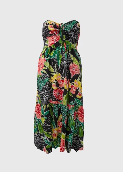 Платье-бандо миди со сборками и цветочным принтом Papaya, мультиколор