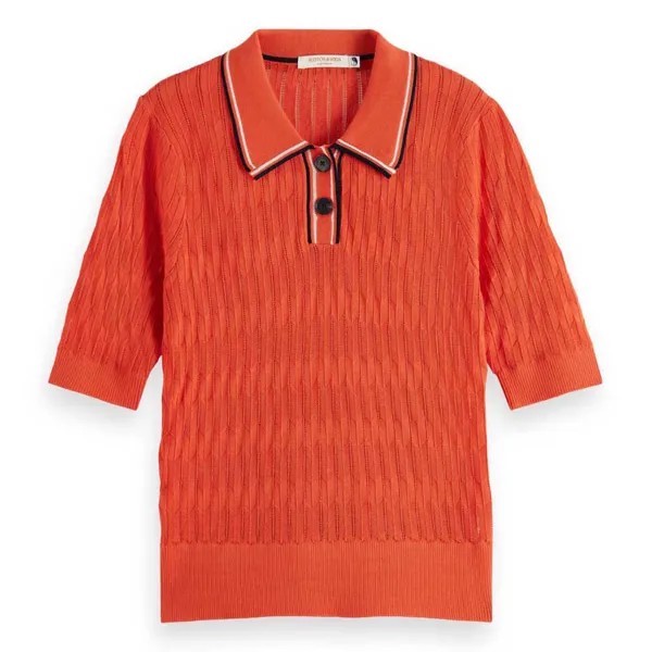 Поло с коротким рукавом Scotch & Soda Pointelle Collared, красный
