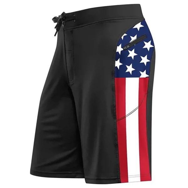 Мужские шорты для бега Американский флаг Спортивные шорты Карман на молнии Спортивные дышащие влагоотводящие мягкие шорты