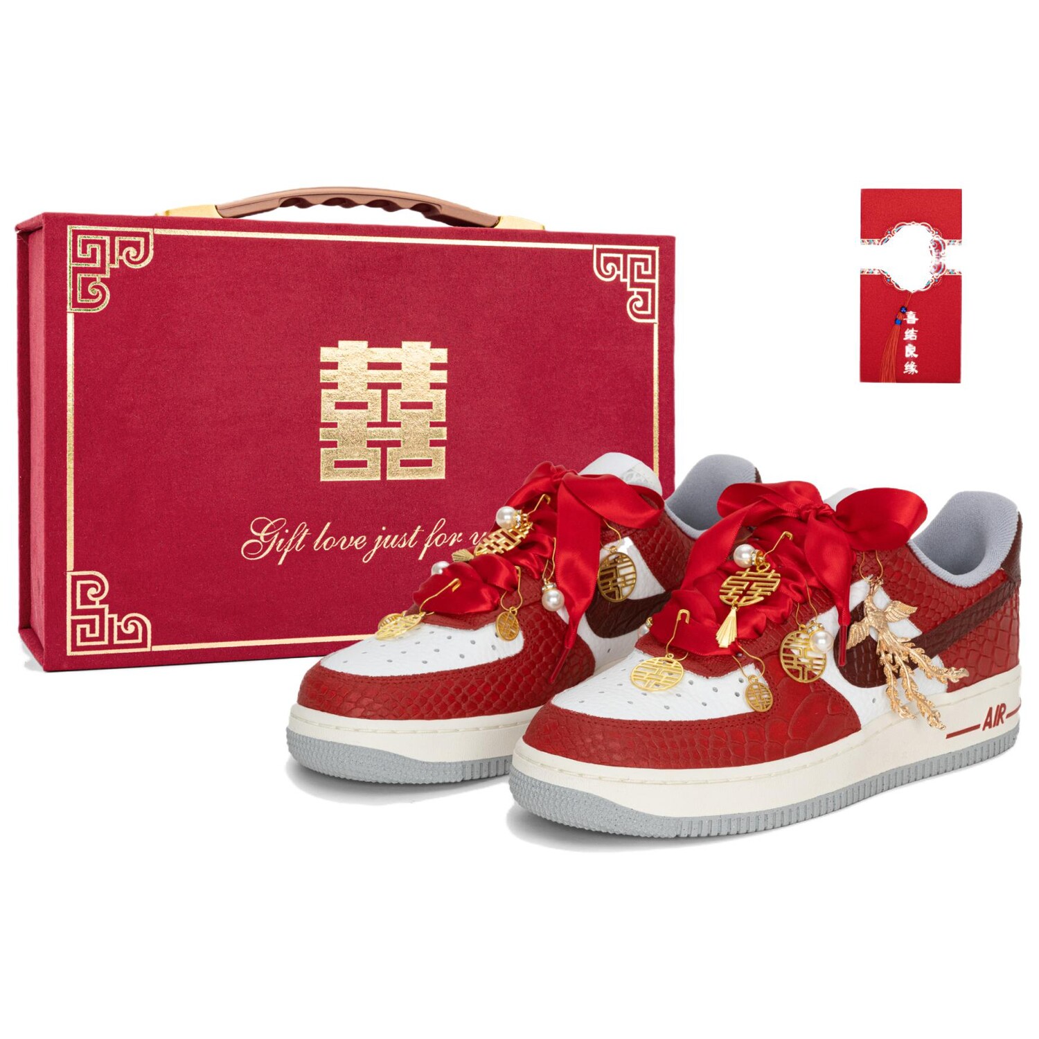Кроссовки Nike Air Force 1 Skateboarding Shoes Unisex Low-top White/red, красный