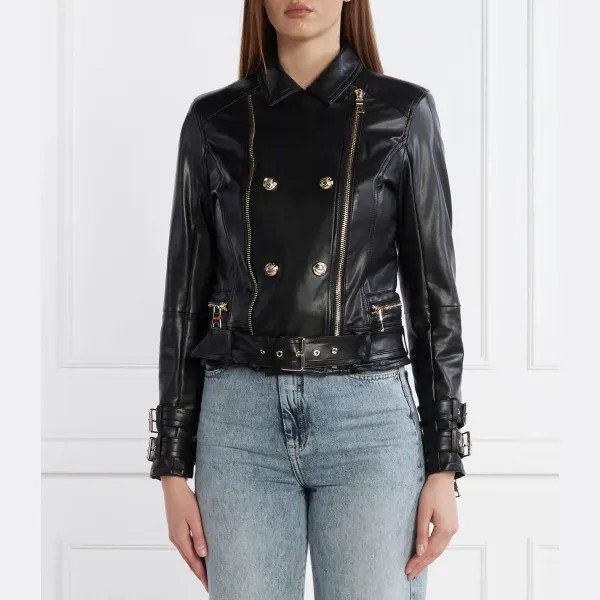 Кожаная куртка стандартного кроя Guess, черный
