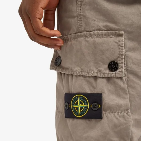 Stone Island Брюки-карго из хлопковой парусины с начесом, серый