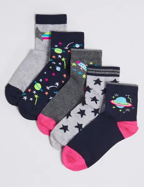Носки Freshfeet™ с космическим принтом для девочки (5 пар)