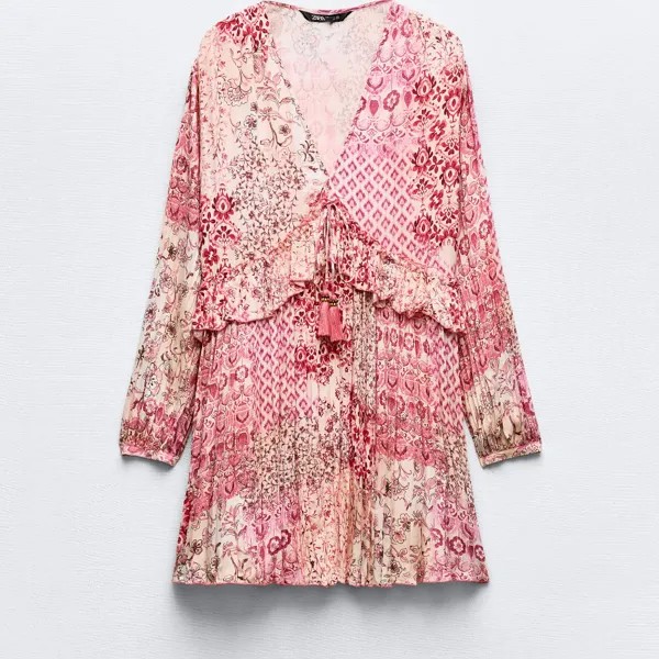 Платье Zara Patchwork Print Mini, мультиколор