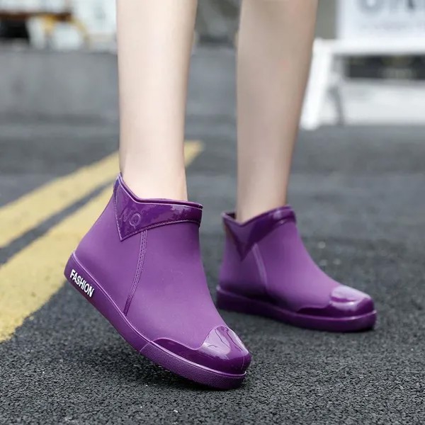 Женщин дождь обувь Мода Тенденция Взрослый Короткий труба водонепроницаемый Анти Slip сапоги