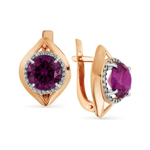 Серьги Magic Stones Золотые серьги с фианитами, александрит