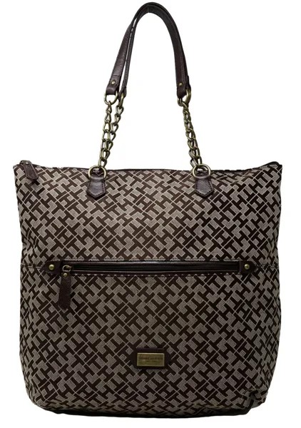 НОВАЯ женская коричневая большая сумка-шопер с принтом логотипа Tommy Hilfiger, сумка-кошелек