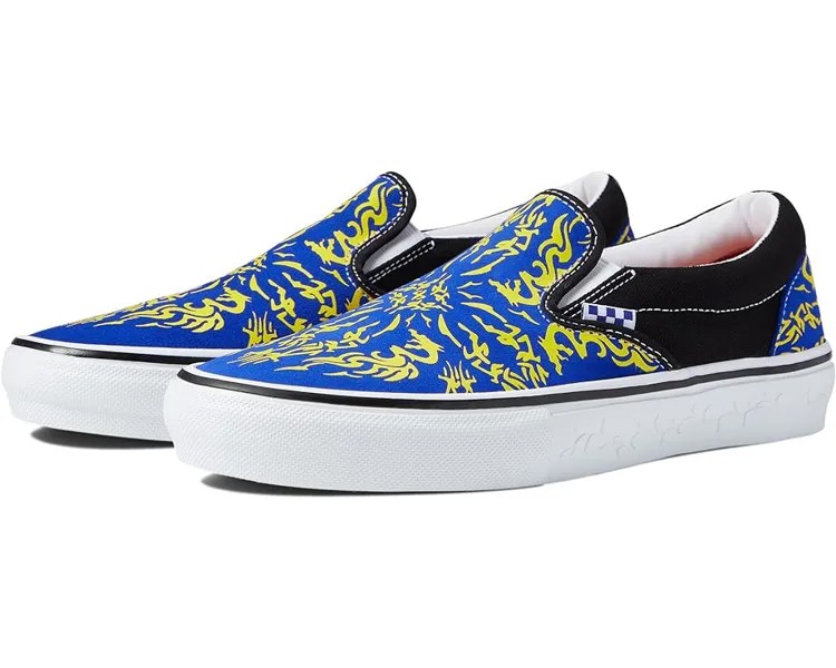 Кроссовки Vans Skate Slip-On, цвет Dragon Flame Blue/Yellow