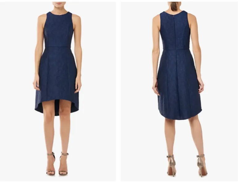 NEW HALSTON Heritage Индиго-синее жаккардовое платье без рукавов с цветочным принтом 8 US