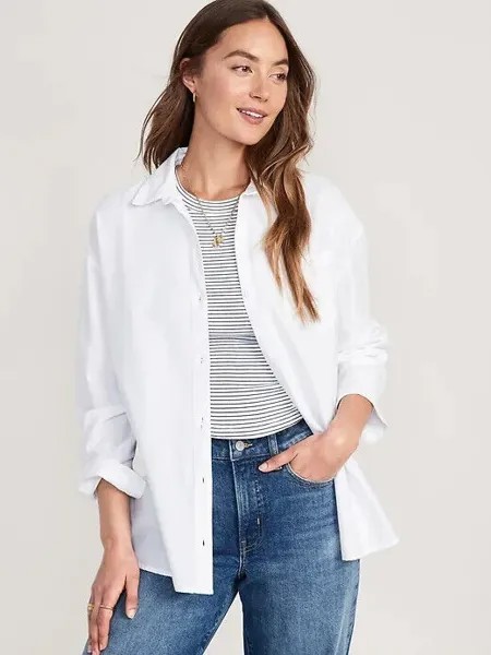 Оверсайз-рубашка-бойфренд Old Navy White, размер XS