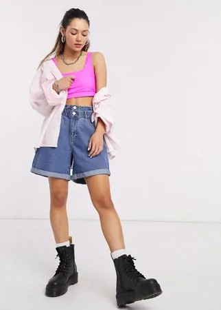 Синие джинсовые oversized-шорты в винтажном стиле Noisy May-Синий