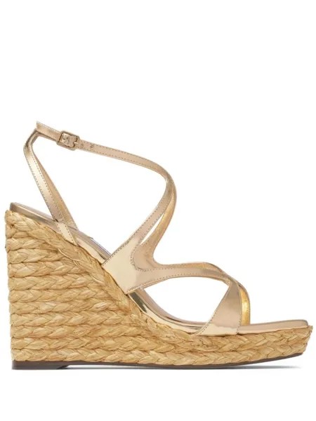 Jimmy Choo босоножки Ayla 110 на танкетке, золотистый