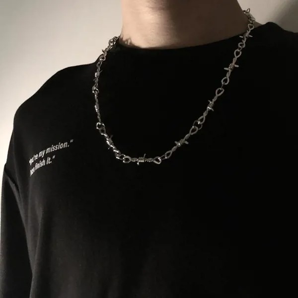 Малый провод Brambles железа Unisex Choker Ожерелье женщин хип-хоп готический панк стиль колючая проволока Маленькие шипы Цепь Choker Подарки