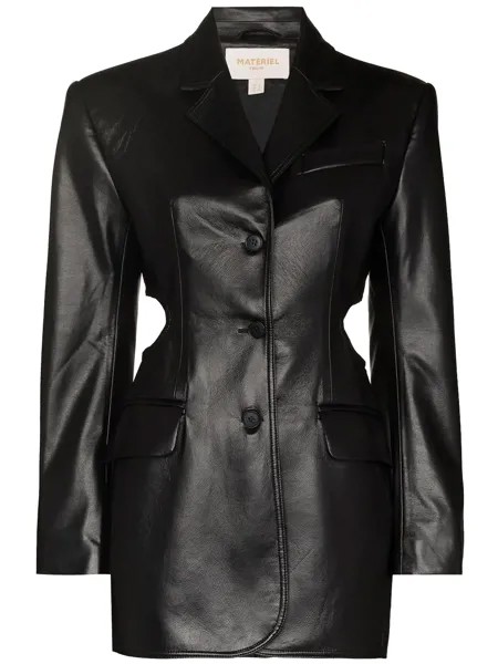 Materiel cut-out fitted blazer