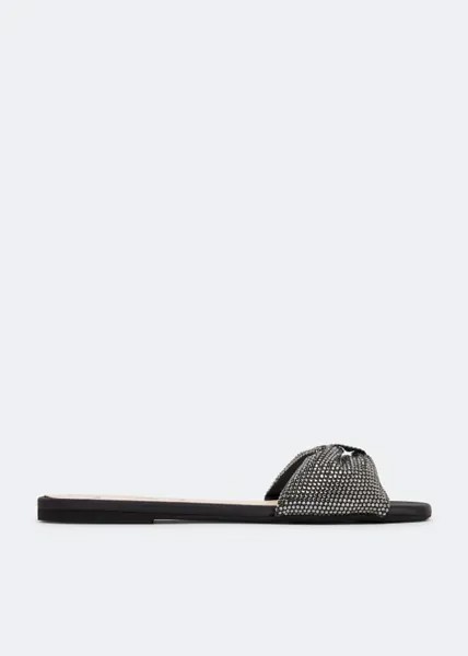 Сандалии NO.21 Crystal-embellished bow flat sandals, черный