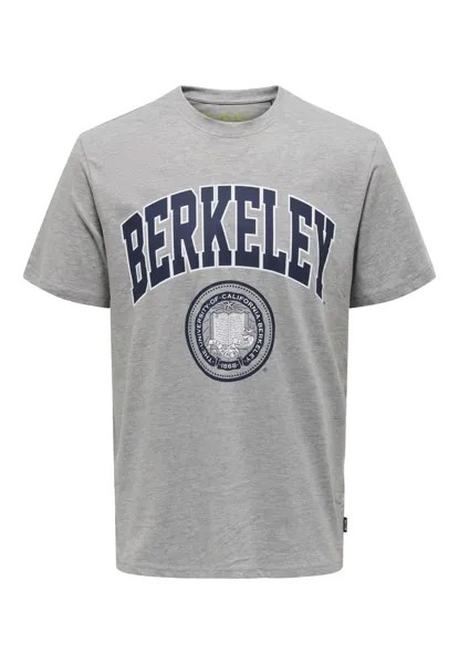 Футболка ONLY Berkeley', светло-серый