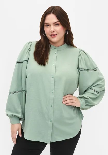 Блузка-рубашка WITH DETAILS Zizzi, цвет green bay