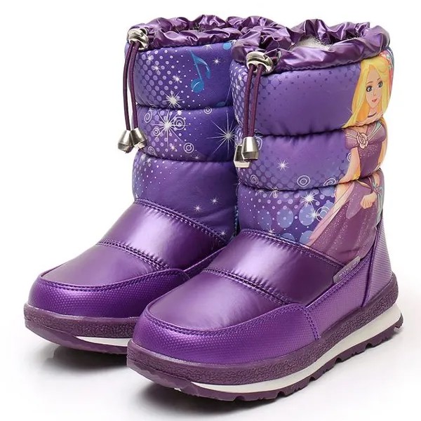 Зимние водонепроницаемые женские детские сапоги зимние девочки принцесса снежные сапоги толстые детские хлопковые туфли