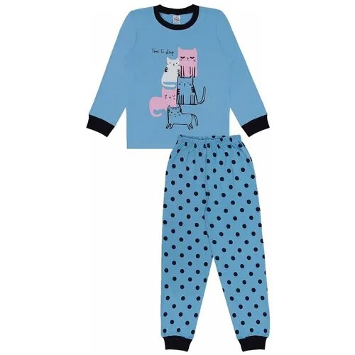 Пижама для девочек Bonito kids цв. голубой р.134 6535-01