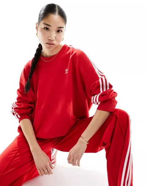 Красная толстовка с тремя полосками adidas Originals