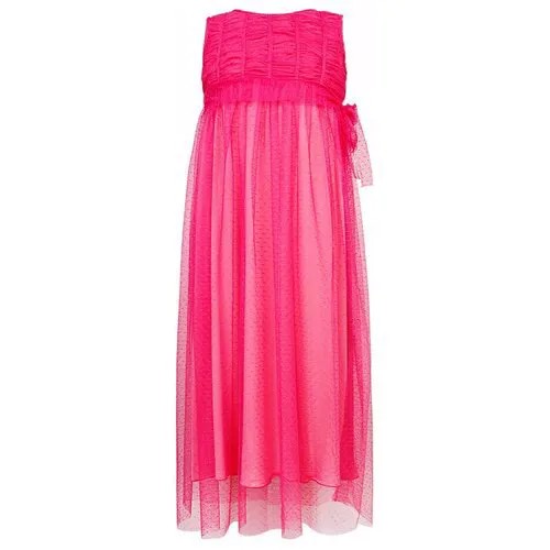 Платье Aletta, вискоза, трикотаж, нарядное, однотонное, размер 10(140), коралловый, розовый