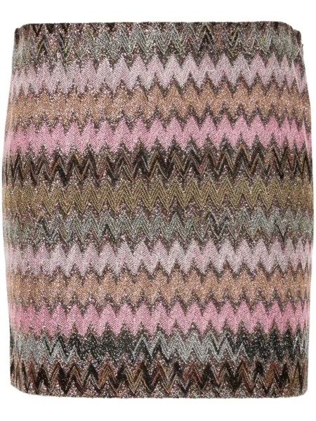 Missoni юбка мини с люрексом и узором зигзаг, розовый