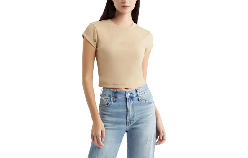 Футболка женская теплого песочного цвета Calvin Klein