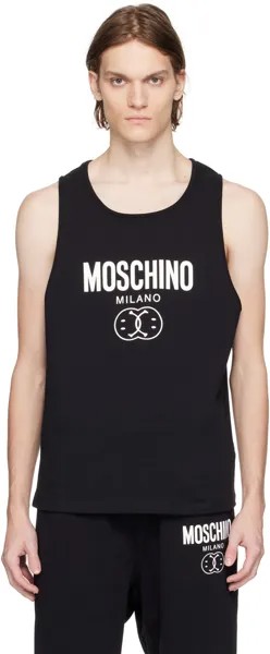 Черная майка с принтом Moschino